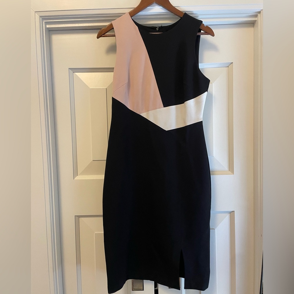 White House Black Market Black and Pink Midi Dress
